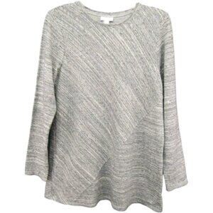 J Jill Pure Jill Gray Heathered Tunic Top Womens Size M Cotton Lagenlook Comfort